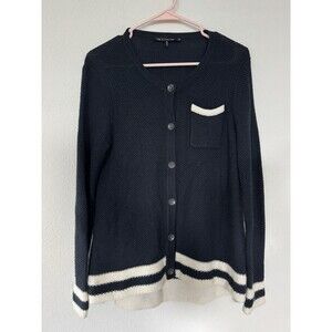 Rag Bone Knit Coastal Wool Blend Cardigan Nautical Sailor Preppy Top Size XS
